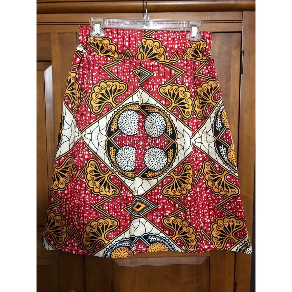 African print a line skirt